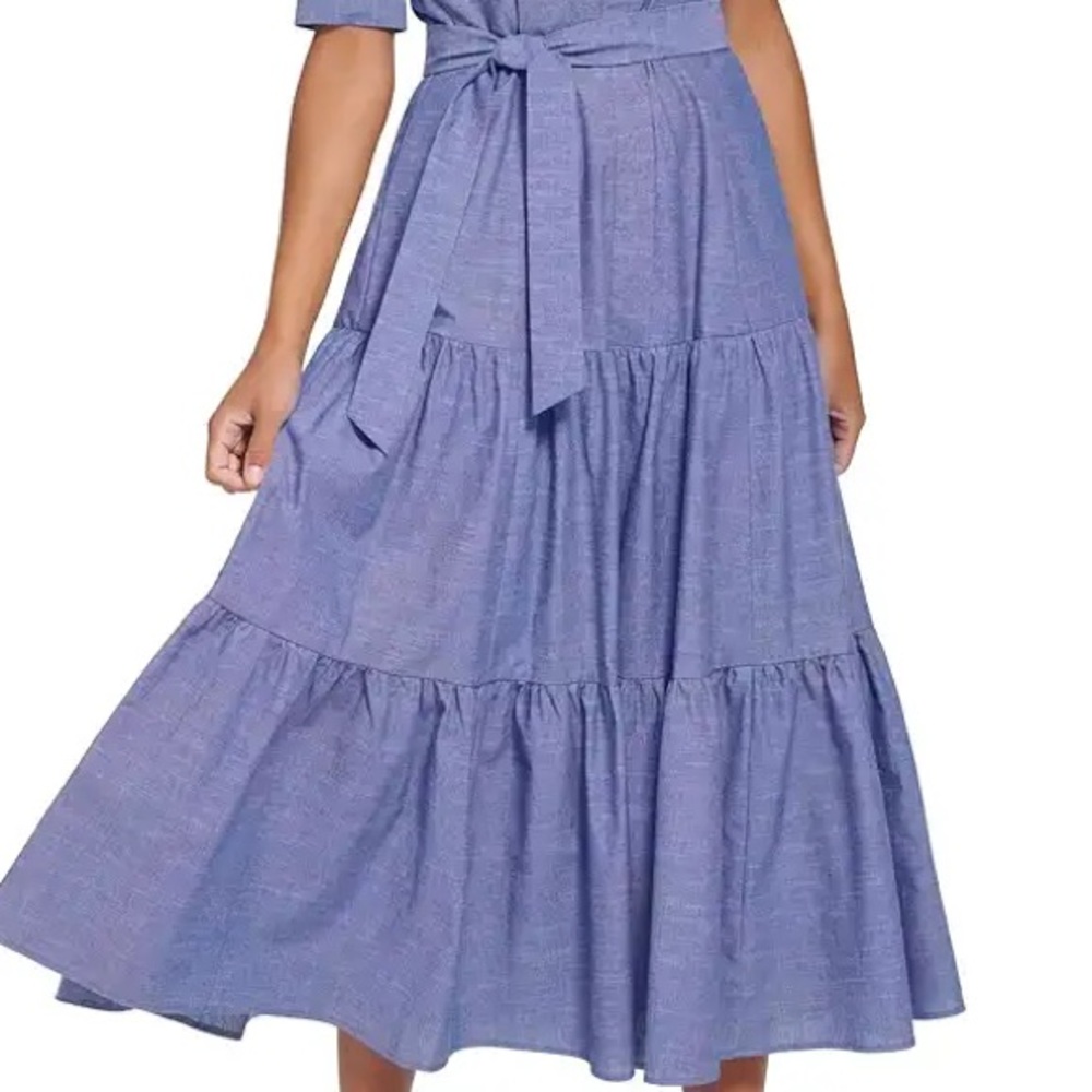 💕💕 Calvin Klein Cotton Chambray Shirt Dress with Tie, Belt , sizes 8, 10, 12 - Picture 6 of 6